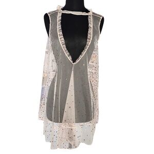 NEW Victoria’s Secret Rose Gold Sparkly Star Mesh Babydoll Negligée Nightie